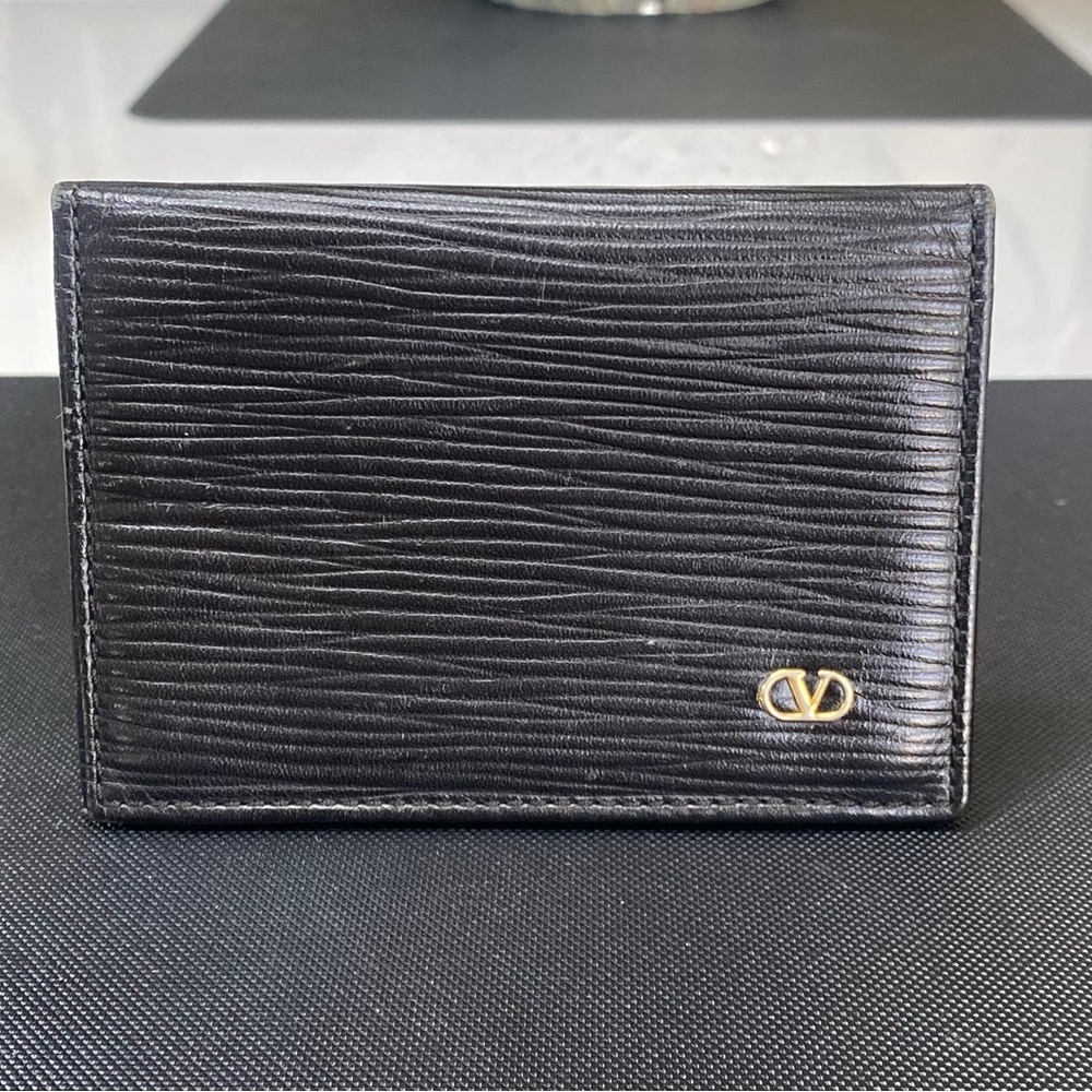 Valentino black leather card holder